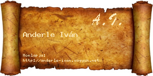 Anderle Iván névjegykártya